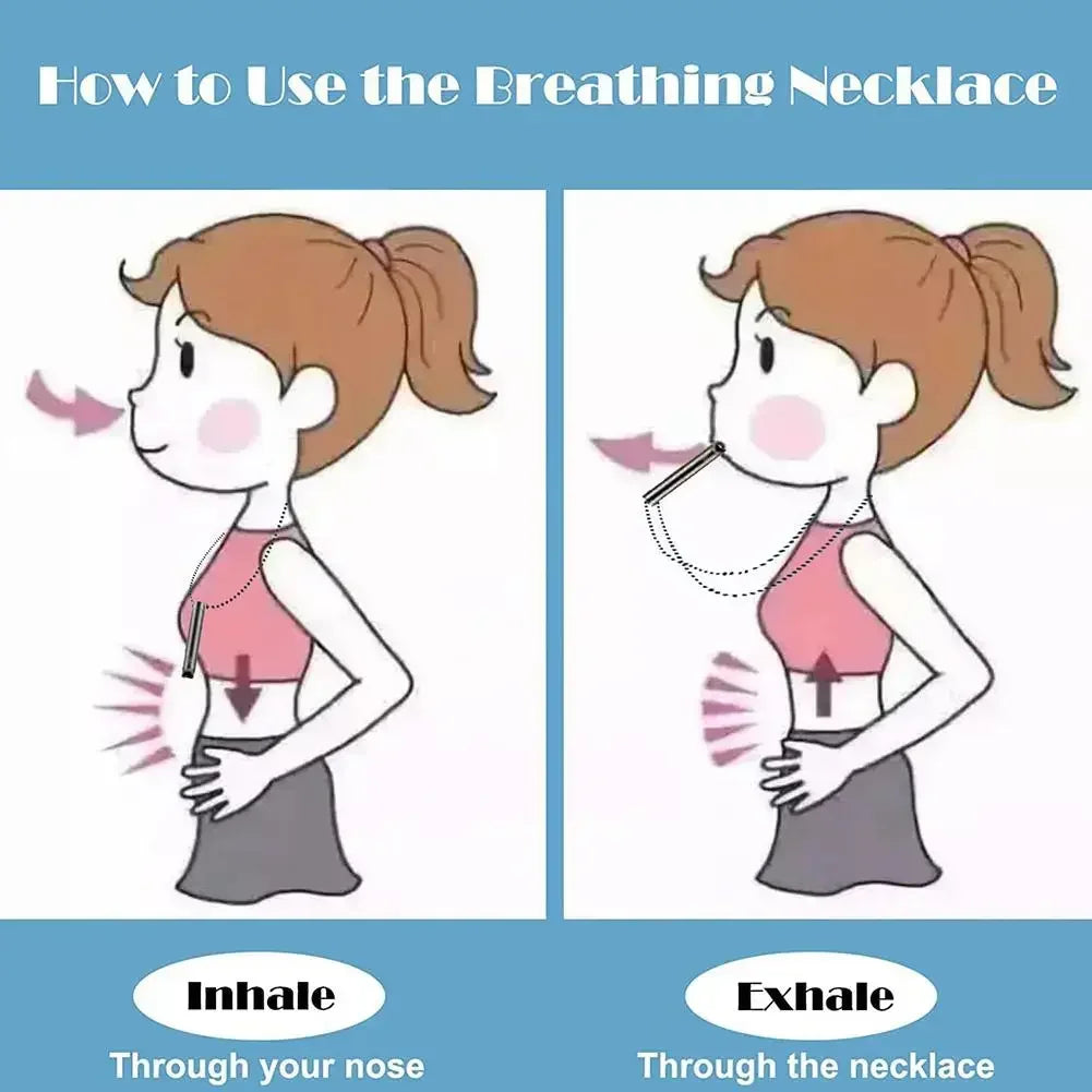 Collier de Respiration Naturelle pour le Stress, Anxiété. (Acier inoxydable) /// Stress Anxiety Necklace Breathing Tool Natural (Stainless steel)