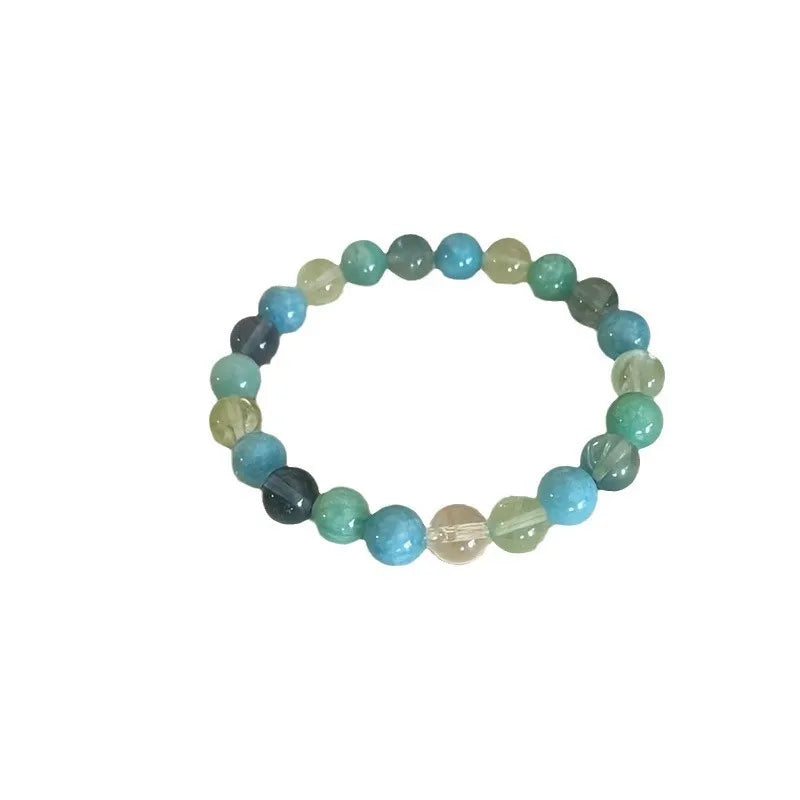 Bracelet anti-stress en pierres(aquamarine-amazonite-interieur fluorite) 8mm.   ///   Anti-stress bracelet in stones 8mm