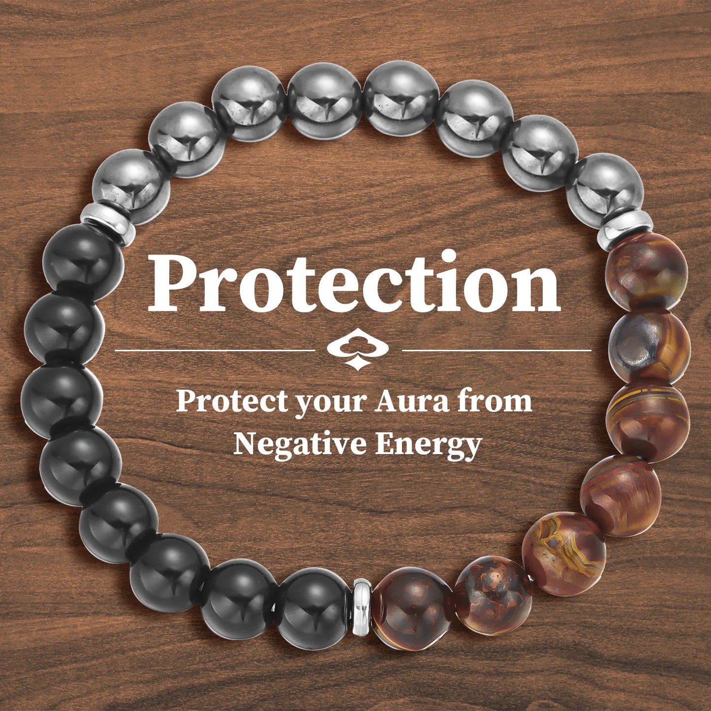 Bracelet fantaisie anti-stress en pierres naturelles classiques et métal ///   Classic Natural Stone and métal Fantasy Bracelet