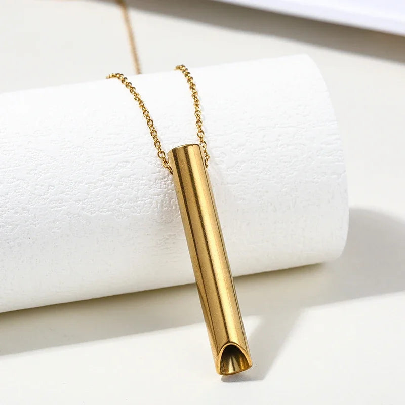 Collier de Respiration Naturelle pour le Stress, Anxiété. (Acier inoxydable)   ///    Stress Anxiety Necklace Breathing Tool Natural (Stainless steel)